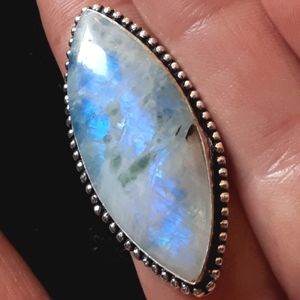 Blue Rainbow Moonstone Ring, sz 7